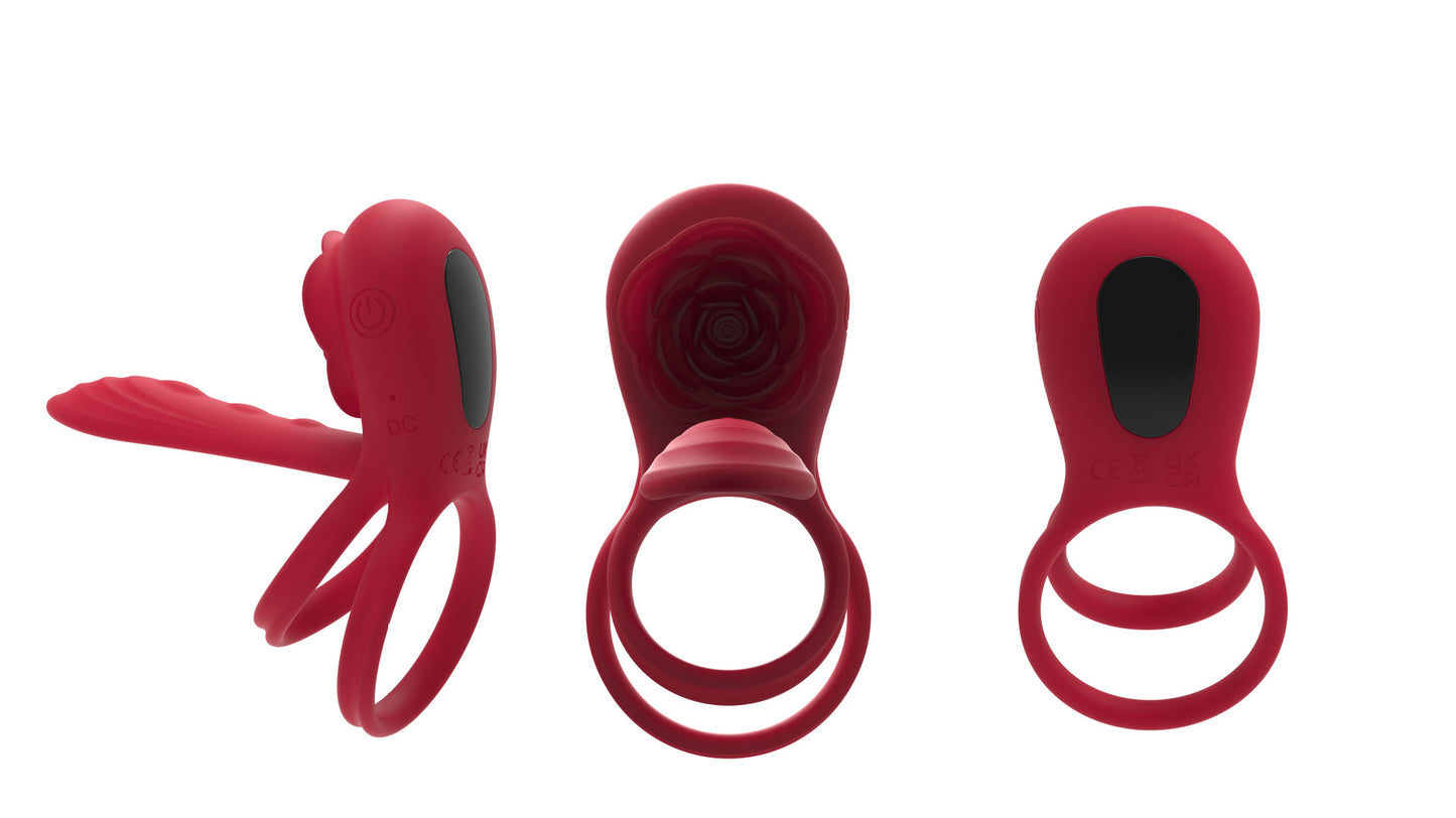 Rose Shape Couple Sharing a Vibrating Ring