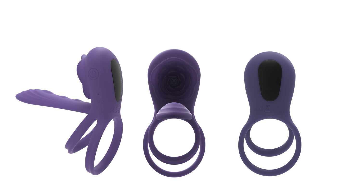 Rose Shape Couple Sharing a Vibrating Ring