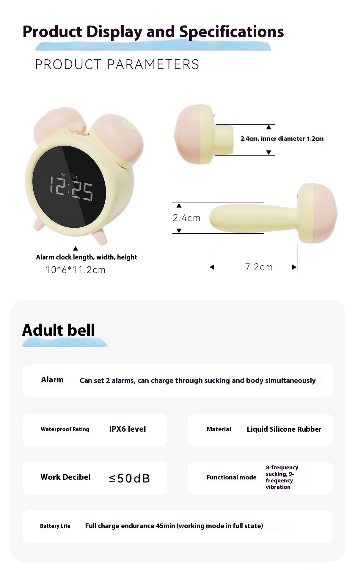 【Pink PoP】Adult bell, adult toys, women's products, vibration stick, masturbation, orgasm, clitoral sucking, sex toys, alarm clock, small and inconspicuous style