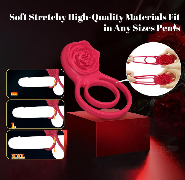 Rose Shape Couple Sharing a Vibrating Ring