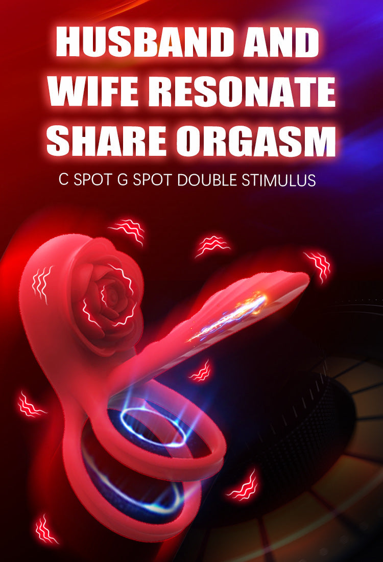 Rose Shape Couple Sharing a Vibrating Ring