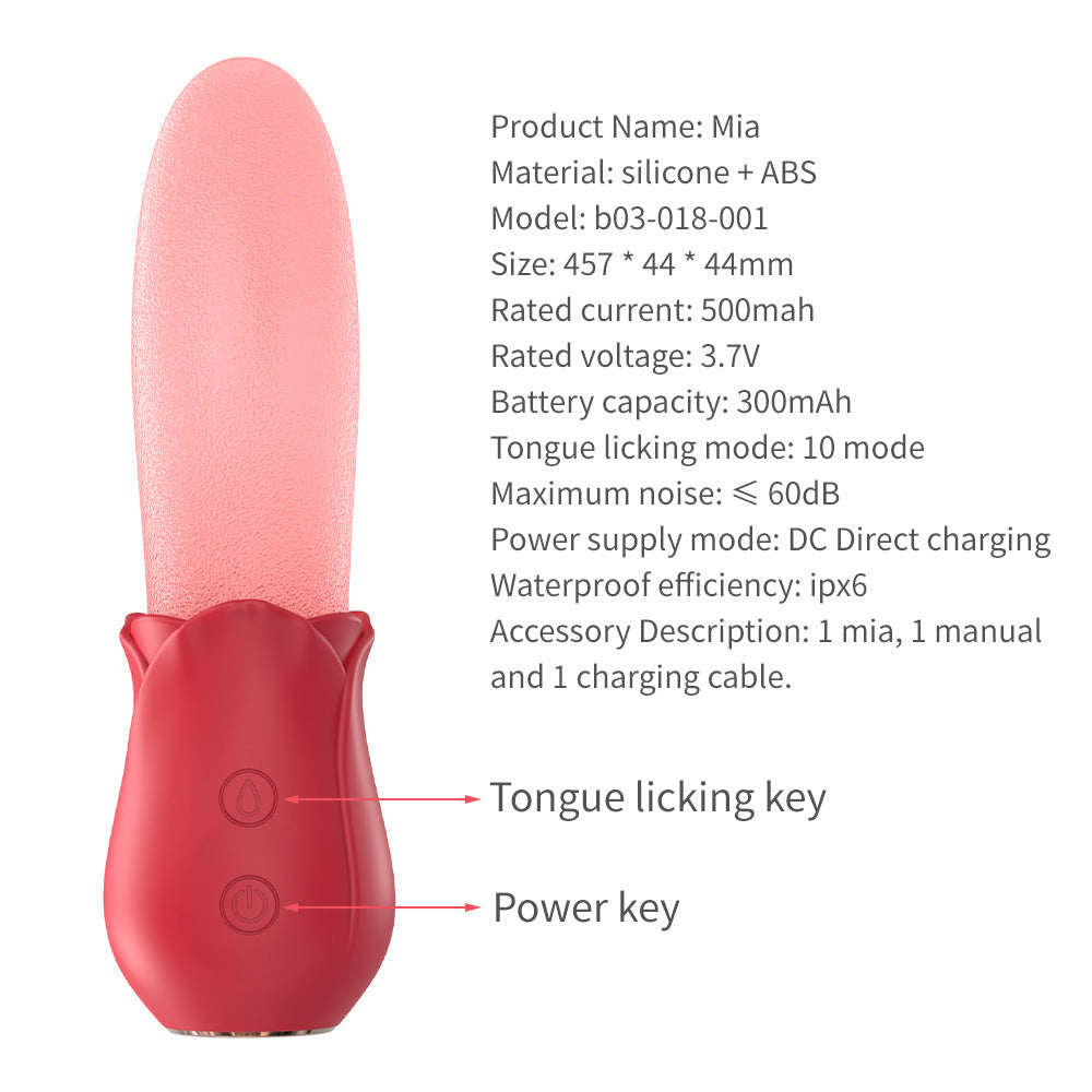 【Pink PoP】 Tongue shape 4 in 1 Tongue Thrusting Vibrators Sex Toys with 10 Vibration Mode & 10 Licking Clitoral