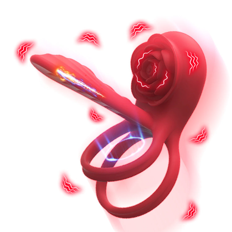 Rose Shape Couple Sharing a Vibrating Ring