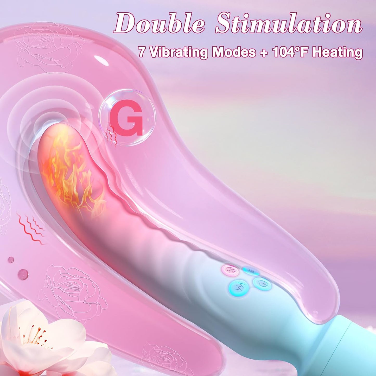 【Pink PoP】Vibrators Sex Toys,Clitoral Stimulator Dildo with 7 Vibrating Modes, Waterproof Heating Wand Massager, for Female and Couples