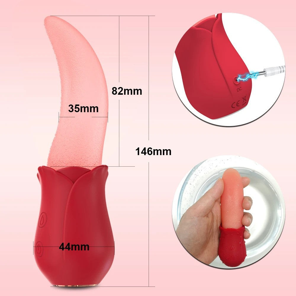 【Pink PoP】 Tongue shape 4 in 1 Tongue Thrusting Vibrators Sex Toys with 10 Vibration Mode & 10 Licking Clitoral