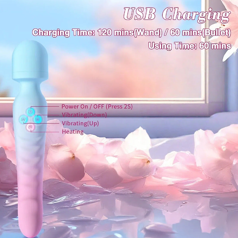 【Pink PoP】Vibrators Sex Toys,Clitoral Stimulator Dildo with 7 Vibrating Modes, Waterproof Heating Wand Massager, for Female and Couples