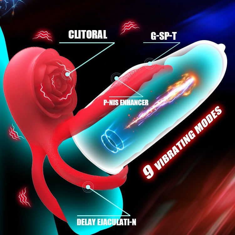 Rose Shape Couple Sharing a Vibrating Ring