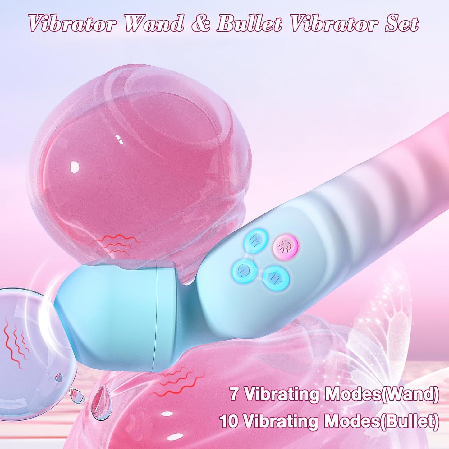 【Pink PoP】Vibrators Sex Toys,Clitoral Stimulator Dildo with 7 Vibrating Modes, Waterproof Heating Wand Massager, for Female and Couples