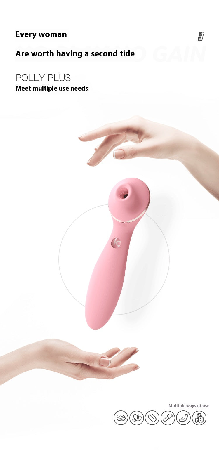 【Pink PoP】Polly PLUS Sucking vibration, c point sucking, continuous heating, 10 vibration levels, small and cute