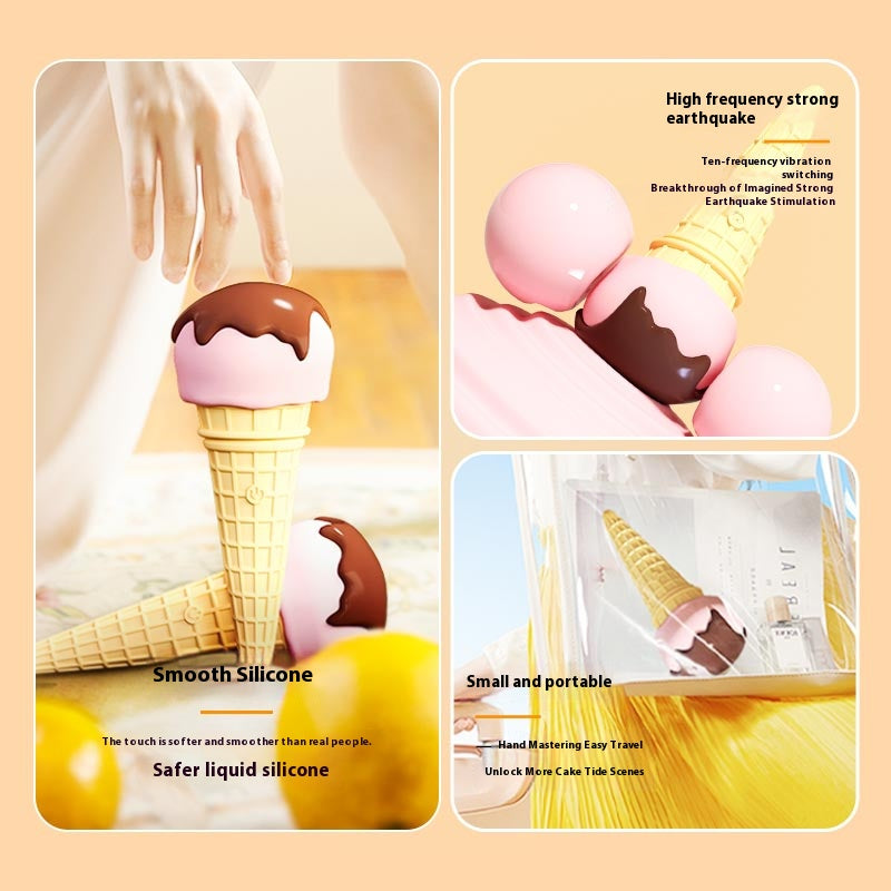【Pink PoP】AV massage vibration stick for women with bass shock conceals ice cream style