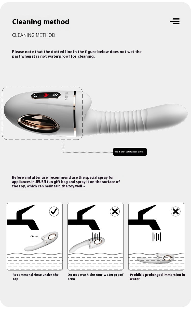 【Pink PoP】Women's telescopic cannon machine, intelligent heating dual strong vibration, telescopic vibration can be carried out simultaneously, soft silicone, 40° temperature rise USB magnetic charging