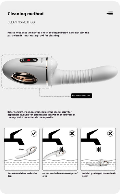 【Pink PoP】Women's telescopic cannon machine, intelligent heating dual strong vibration, telescopic vibration can be carried out simultaneously, soft silicone, 40° temperature rise USB magnetic charging