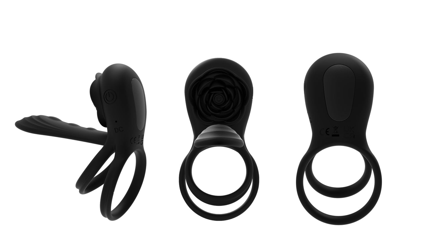 Rose Shape Couple Sharing a Vibrating Ring