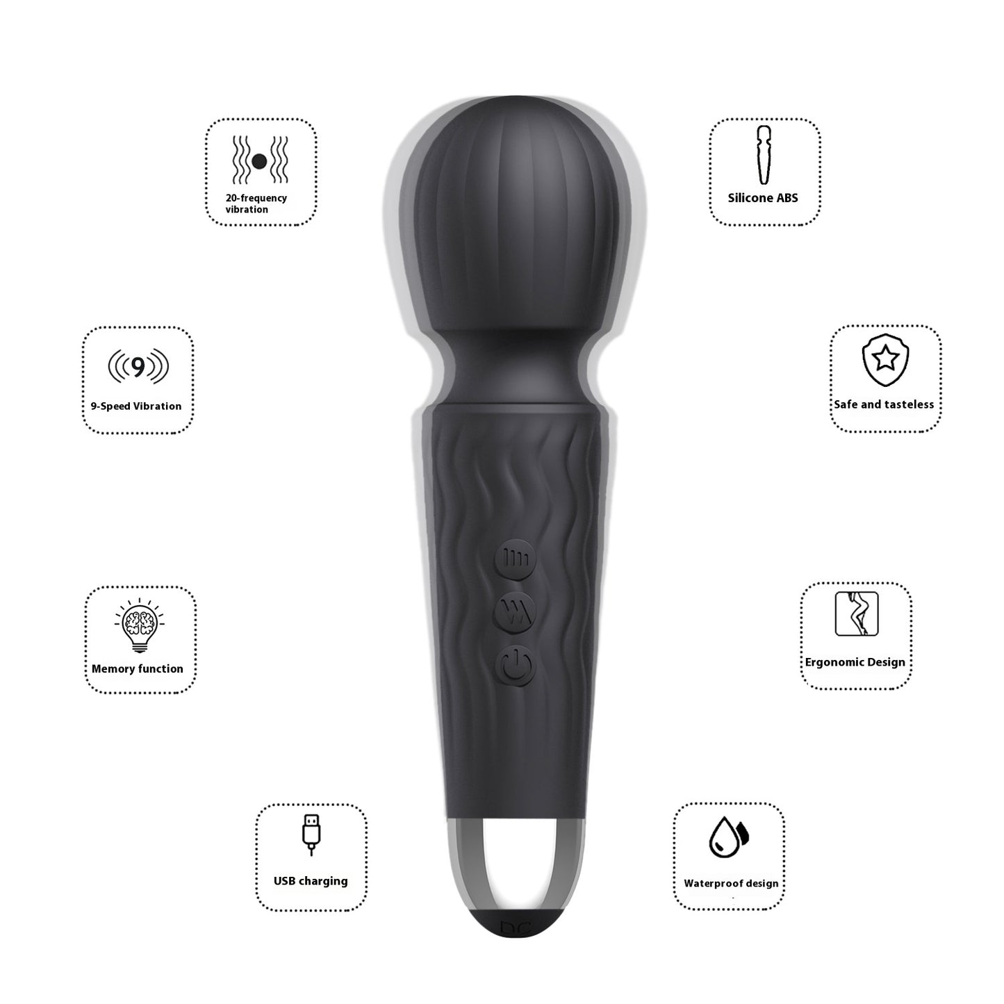 Janet Black Dual-Use Silicone Massage Vibrator