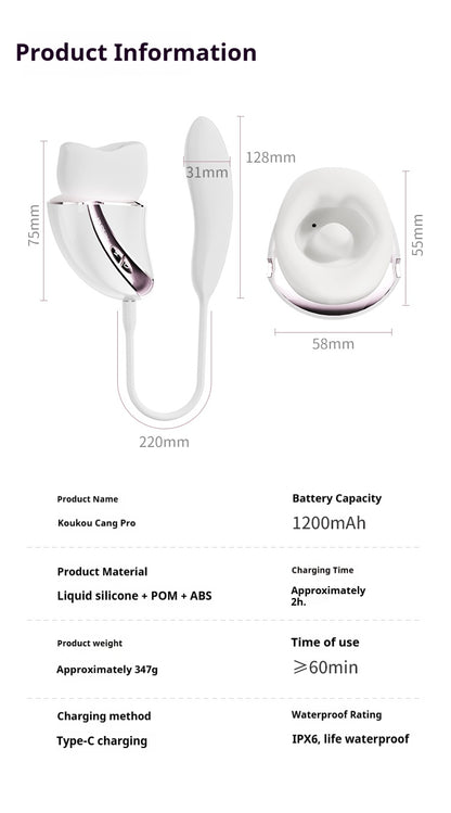 【Pink PoP】Koukouting PRO Model for Women's sucking and body bouncing eggs, multi-functional in one, tongue-like licking