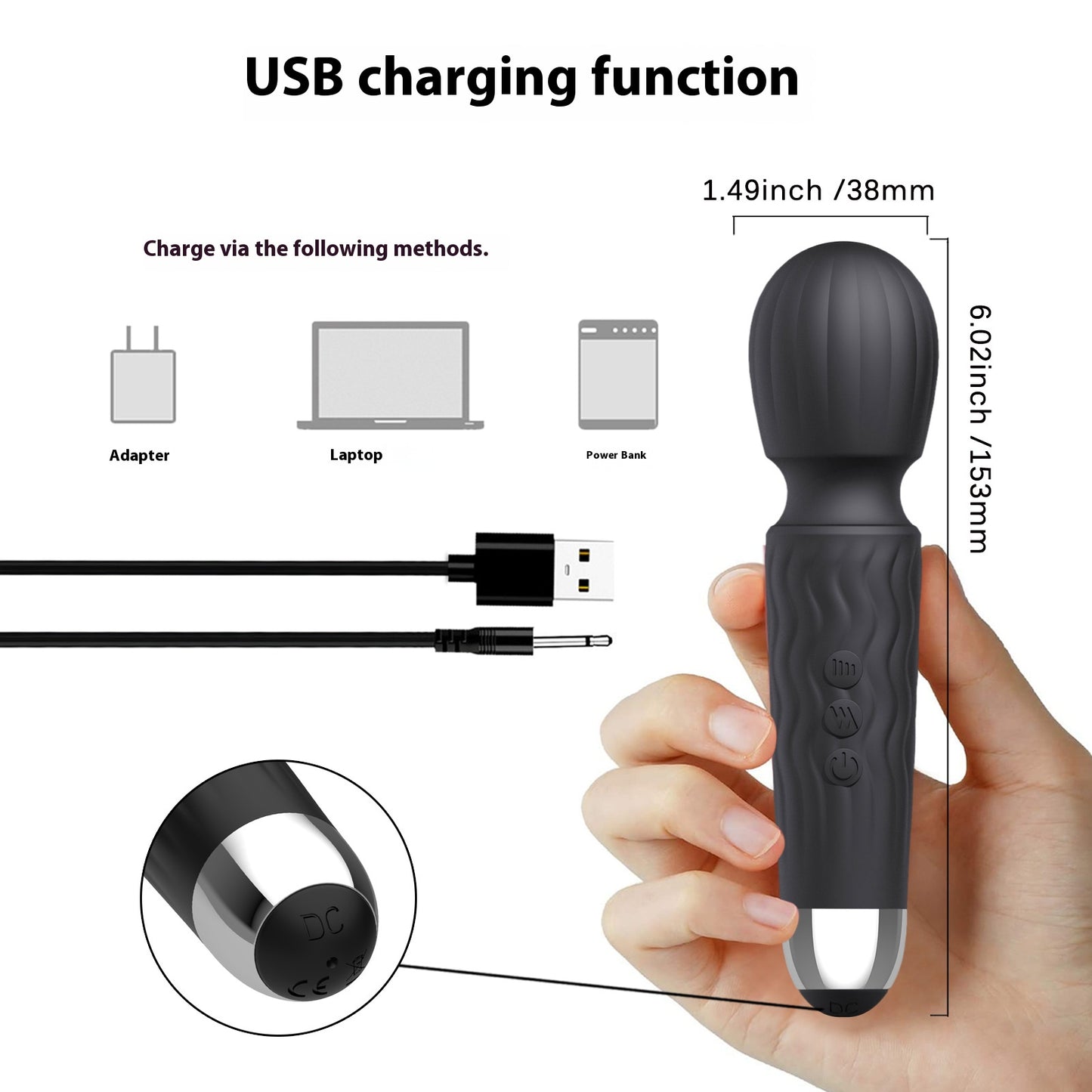 Janet Black Dual-Use Silicone Massage Vibrator