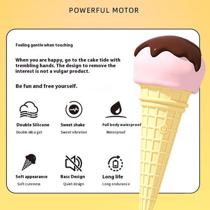 【Pink PoP】AV massage vibration stick for women with bass shock conceals ice cream style