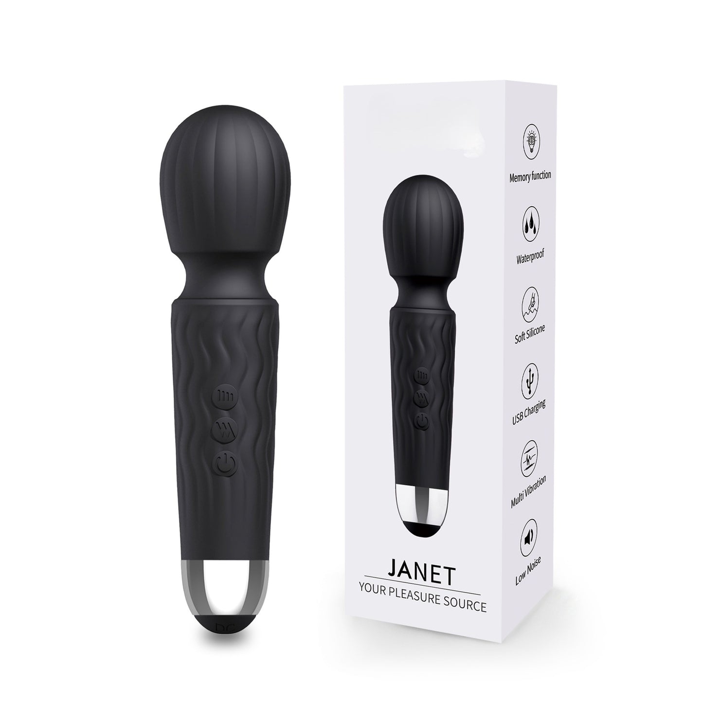Janet Black Dual-Use Silicone Massage Vibrator