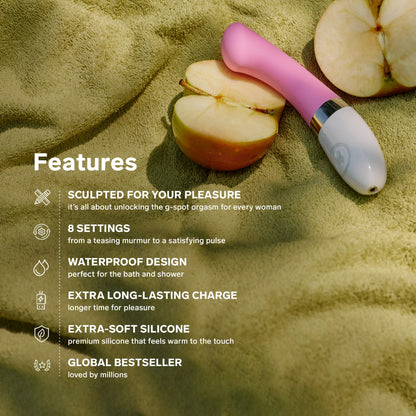 【Pink PoP】G-point vibrator, top curved and flat, 8 types of vibration