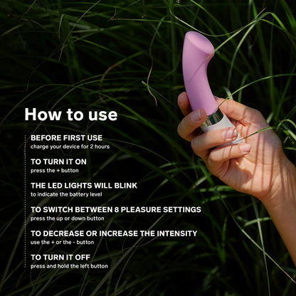 【Pink PoP】G-point vibrator, top curved and flat, 8 types of vibration