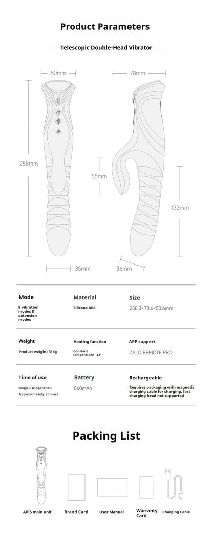 Snake Female Double-Headed Telescopic Vibrator